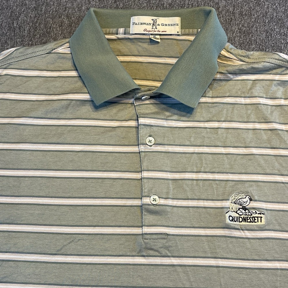 VTG Fairway and Greene Golf Polo Shirt Men's Size XL Striped Green